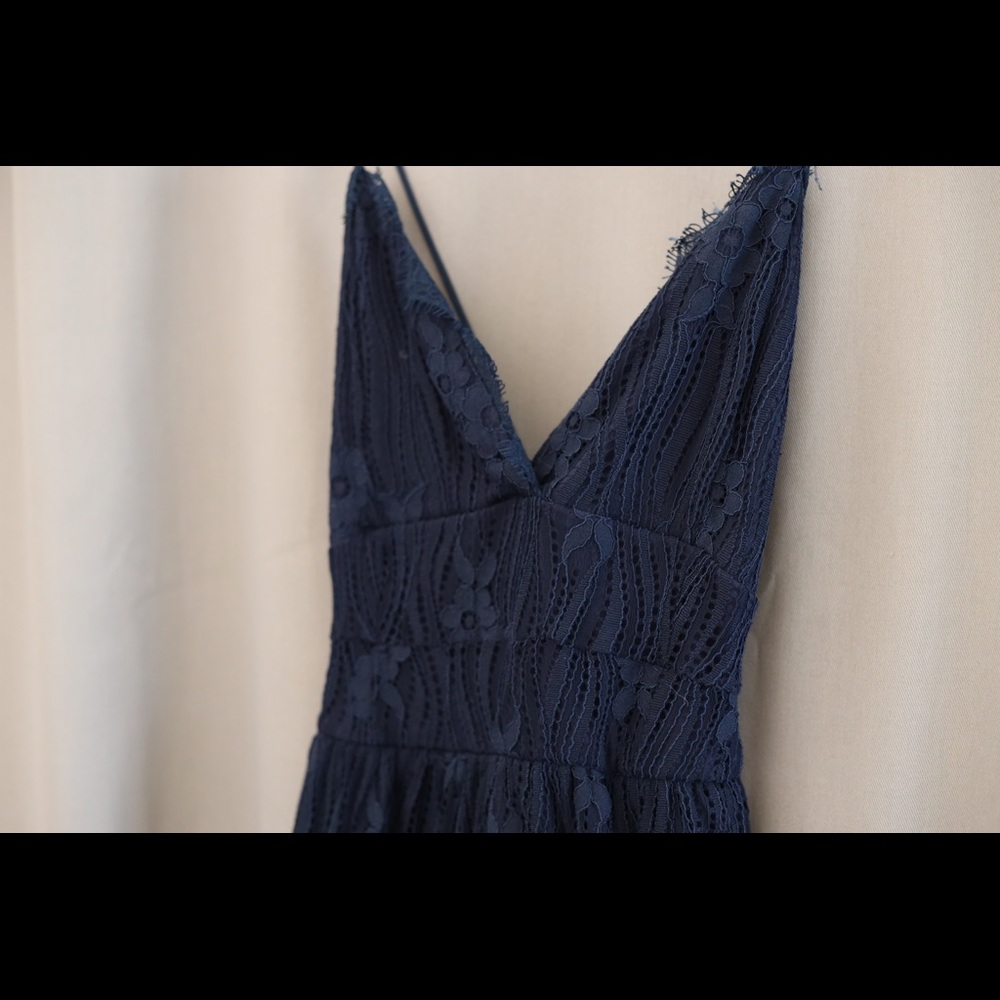 Navy blue lace corset style mini dress